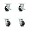 Service Caster 4 Inch Rubber on Aluminum Caster Set with Roller Bearings 4 Swivel Lock 2 Brake SCC-30CS420-RAR-TLB-BSL-2-BSL-2 - alternate 5